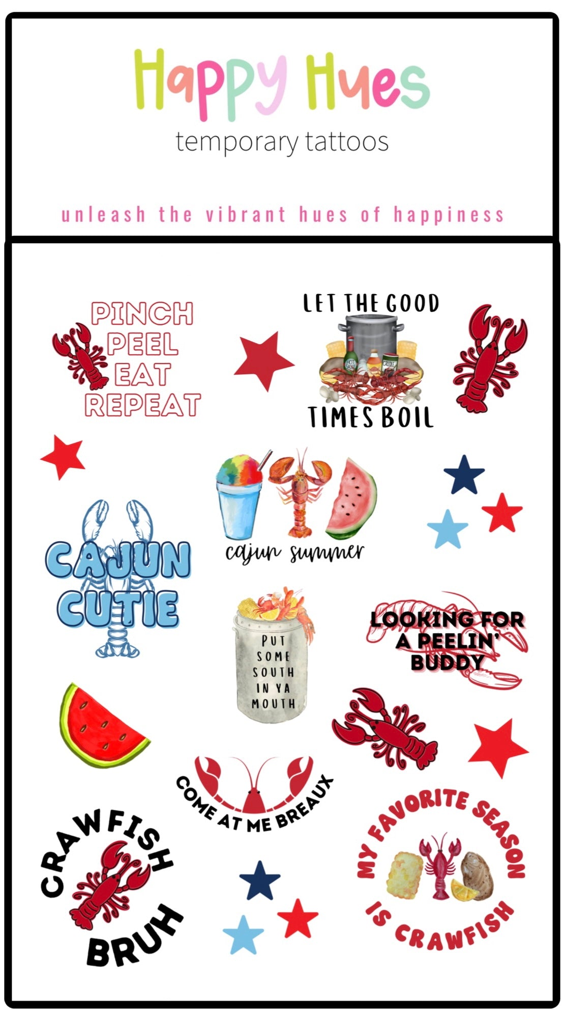 Cajun Summer Temporary Tattoos