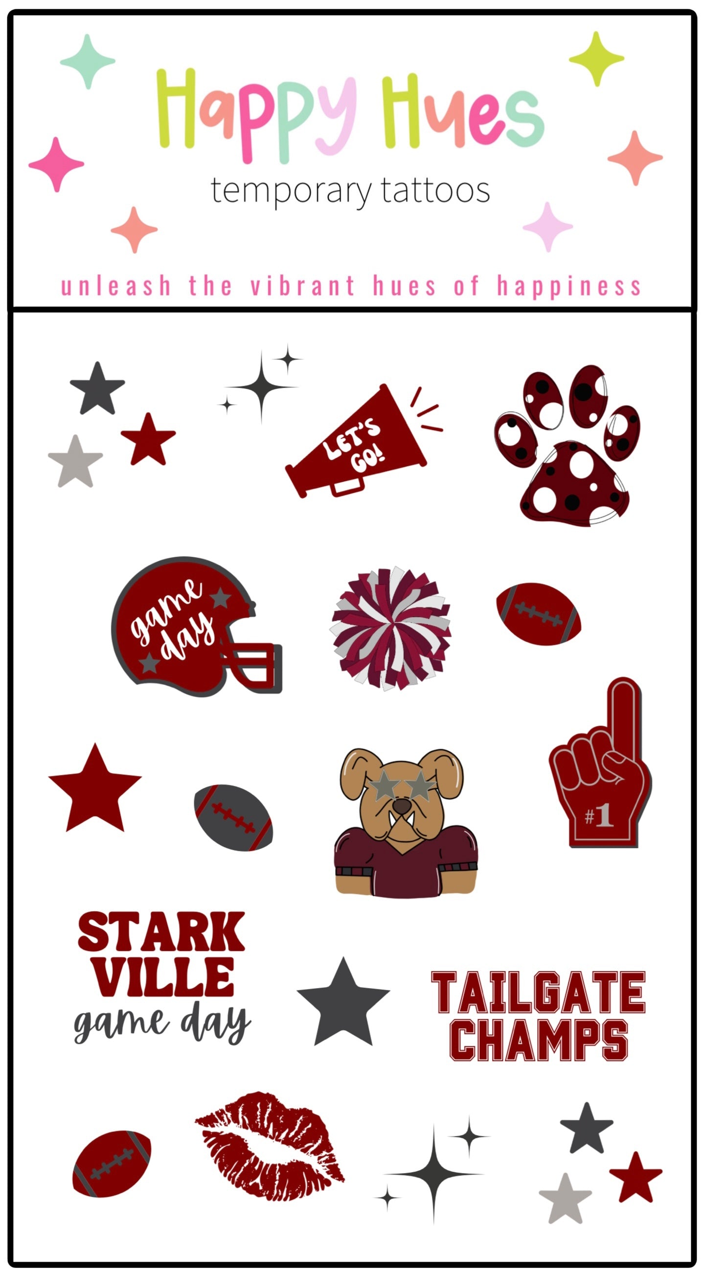 Starkville Game Day Temporary Tattoos