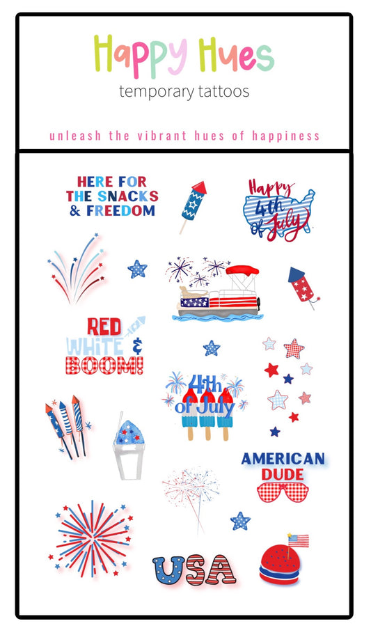 4Th of July “American Dude” Temporary Tattoo