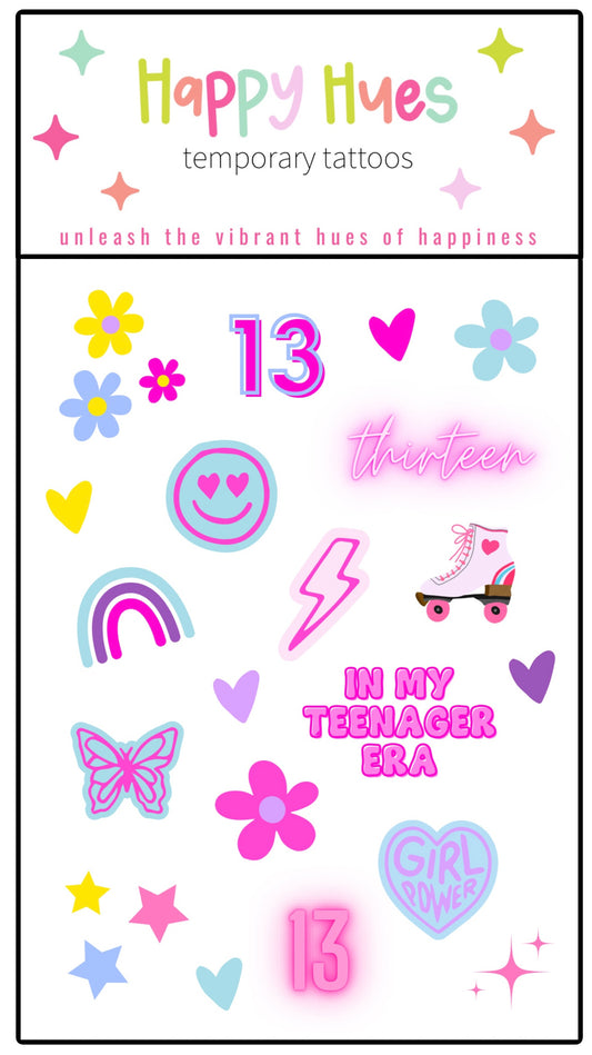 13th Birthday Temporary Tattoos