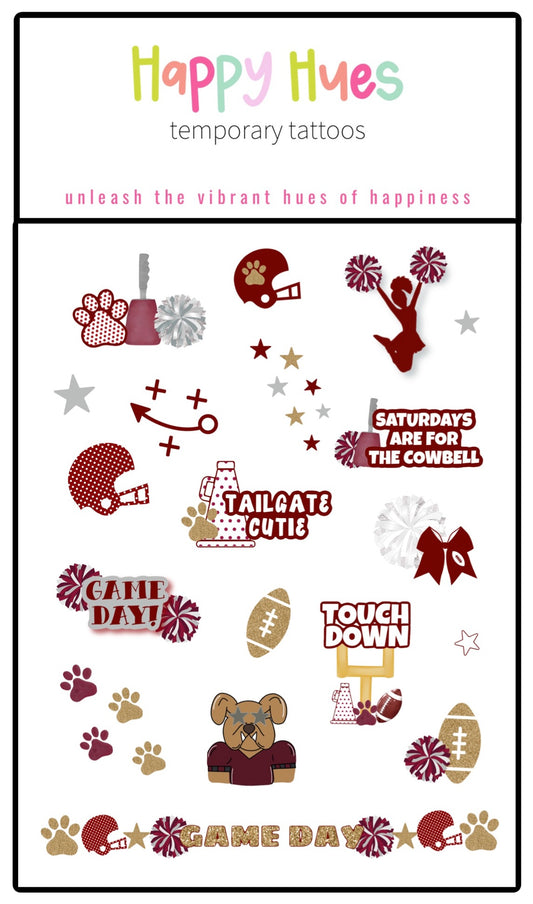 Cheer Bulldog School Spirit Tattoos